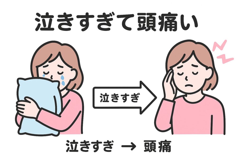 泣きすぎて頭痛いを説明する図解