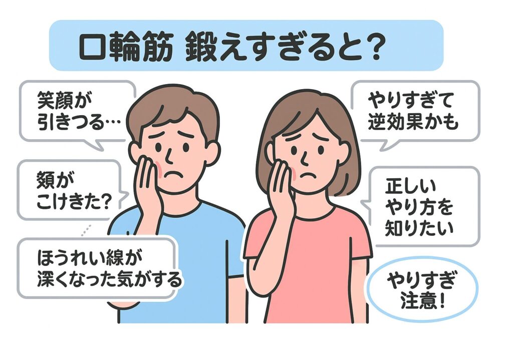 口輪筋を鍛えすぎるとどうなるかを示す図解