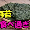 お皿に盛られた板のりと『海苔 食べ過ぎ？』という文字が大きく入った画像